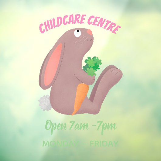 ニンジン漫画で座っているかわいいウサギ ウィンドウサイン (シート3)