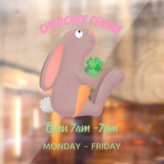 ニンジン漫画で座っているかわいいウサギ ウィンドウサイン (シート2)