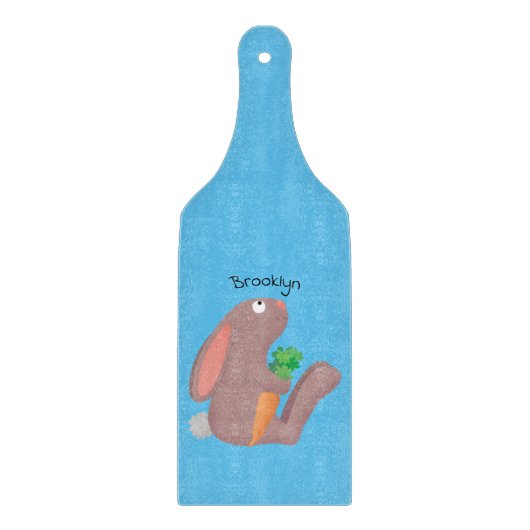 ニンジン漫画で座っているかわいいウサギ カッティングボード (正面)