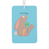 ニンジン漫画で座っているかわいいウサギ カーエアーフレッシュナー (裏面)