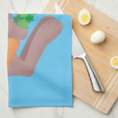 ニンジン漫画で座っているかわいいウサギ キッチンタオル (四つ折り)