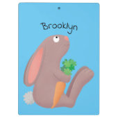 ニンジン漫画で座っているかわいいウサギ クリップボード (裏面)