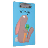 ニンジン漫画で座っているかわいいウサギ クリップボード (右)