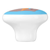 ニンジン漫画で座っているかわいいウサギ セラミックノブ (側面)