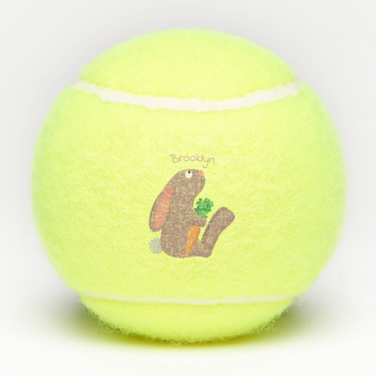 ニンジン漫画で座っているかわいいウサギ テニスボール (裏面)