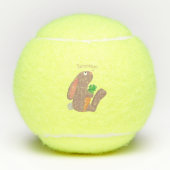 ニンジン漫画で座っているかわいいウサギ テニスボール (正面)