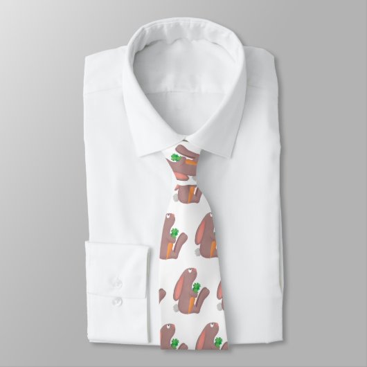 ニンジン漫画で座っているかわいいウサギ ネクタイ (タイ)