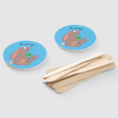 ニンジン漫画で座っているかわいいウサギ ハンドファン (組立なし)