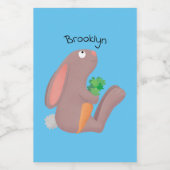 ニンジン漫画で座っているかわいいウサギ フードラベル (シングルラベル)