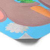 ニンジン漫画で座っているかわいいウサギ ポスター (角)