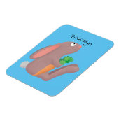 ニンジン漫画で座っているかわいいウサギ マグネット (左側)