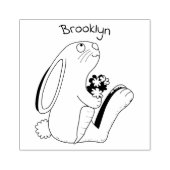 ニンジン漫画で座っているかわいいウサギ ラバースタンプ (インプリント)