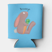 ニンジン漫画で座っているかわいいウサギ 缶クーラー (正面)