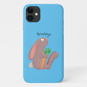 ニンジン漫画で座っているかわいいウサギ iPhone 11 ケース