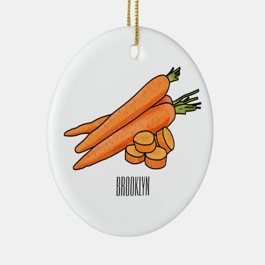 ニンジン漫画イラストレーション セラミックオーナメント (右)