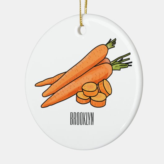 ニンジン漫画イラストレーション セラミックオーナメント (左)