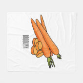 ニンジン漫画イラストレーション フリースブランケット (正面(横))