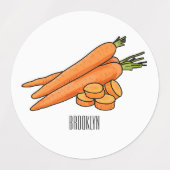 ニンジン漫画イラストレーション ラベル (デザイン1)