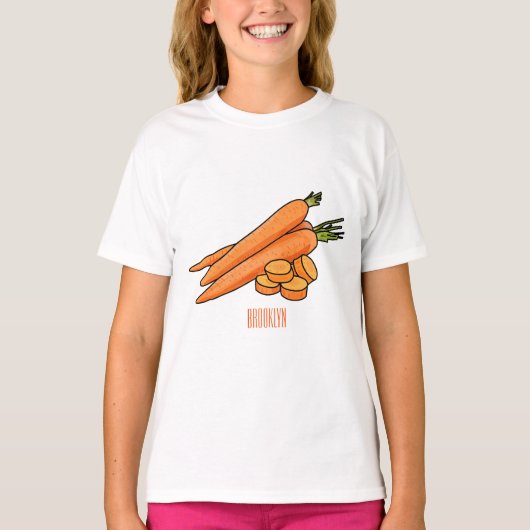 ニンジン漫画イラストレーション Tシャツ (正面)