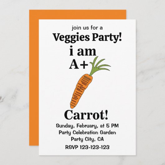 ニンジン私はA +ニンジンおもしろいである 招待状 (正面/裏面)