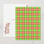 ニンジン色の格子模様 ポストカード (正面/裏面)