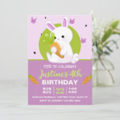 ニンジン誕生日パーティーでかわいいバニー 招待状 (スタンド正面)