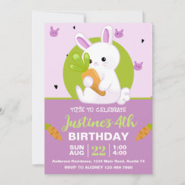 ニンジン誕生日パーティーでかわいいバニー 招待状