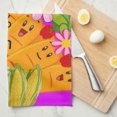 ニンジン豆100%ビーガンキッチンハンドタオル キッチンタオル (四つ折り)