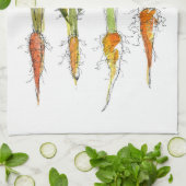 ニンジン野菜ガーデンイラストレーションキッチンアート キッチンタオル (折り畳み)
