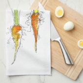 ニンジン野菜ガーデンイラストレーションキッチンアート キッチンタオル (四つ折り)