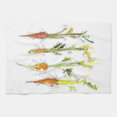 ニンジン野菜ガーデンイラストレーションキッチンアート キッチンタオル (横)