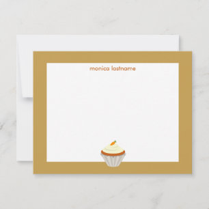 ニンジン・ケーキのカップケーキパーソナライズで平らなNotecard ノートカード