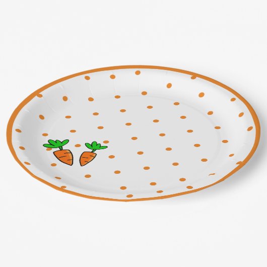 ニンジン&水玉模様紙プレート ペーパープレート (アングル)