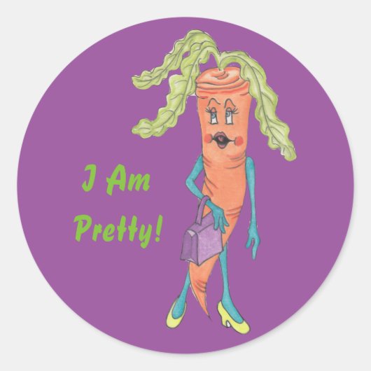 ニンジンCara光沢ラウンドステッカー ラウンドシール (正面)