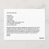 ニンニクおよびチーズ屑のレシピ ポストカード (裏面)