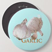 ニンニクおよびニンニク片 缶バッジ (正面&裏面)