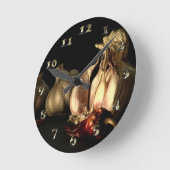 ニンニクと唐辛子 ラウンド壁時計 (傾斜)