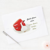 ニンニクと赤唐辛子の缶詰ラベル 楕円形シール (封筒)