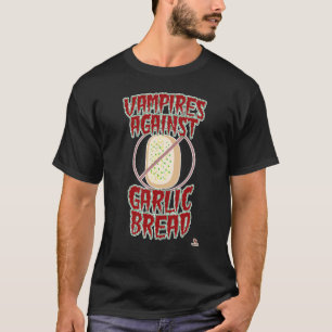 ニンニクに対するヴァンパイアパンハロウィーンおもしろいデザイン Tシャツ