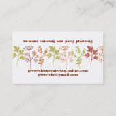 ニンニクのまな板のハーブのシェフの料理のケータリング 名刺 (裏面)