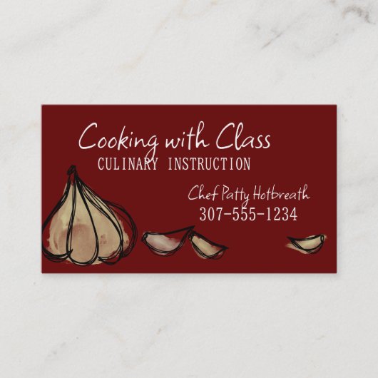 ニンニクのクローブシェフ料理クラスケータリング料理 名刺 (正面)