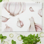 ニンニクのクローブパターン |白シンプル色 キッチンタオル (折り畳み)