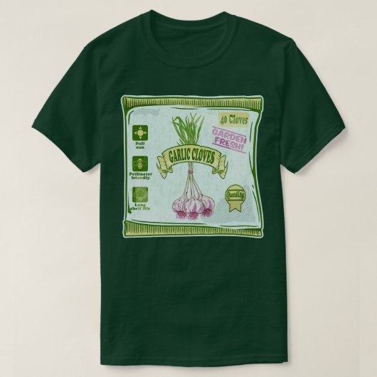 ニンニクのクローブ栽培の野菜 Tシャツ (デザイン正面)