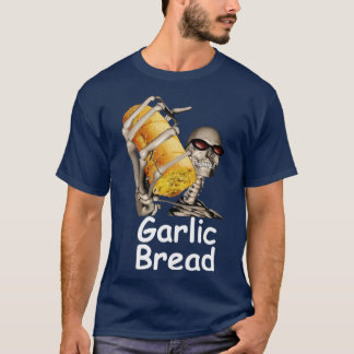 ニンニクのパンのスケルトンおもしろいティー Tシャツ