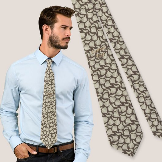 ニンニクの木彫り模様 ネクタイ