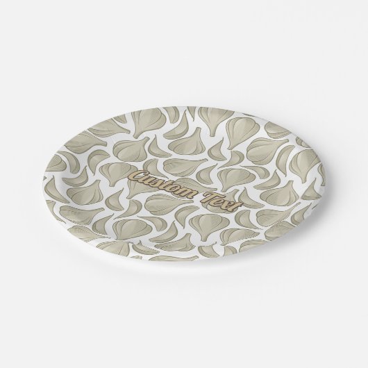 ニンニクの木彫り模様 ペーパープレート (アングル)