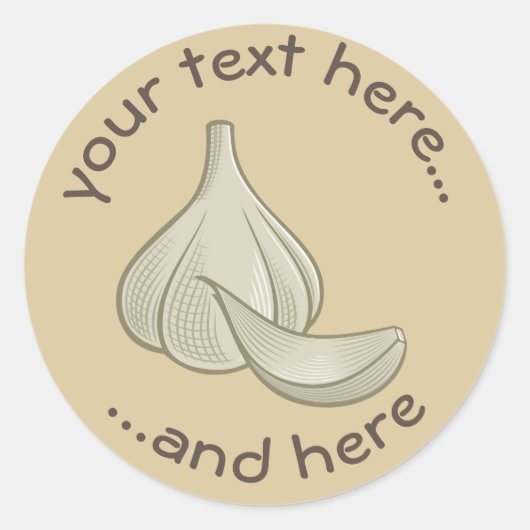 ニンニクの木版アイコン ラウンドシール (正面)