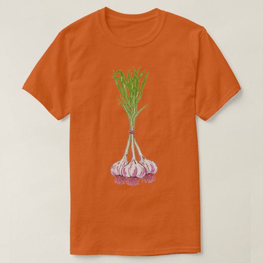 ニンニクの植物 Tシャツ (デザイン正面)
