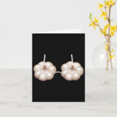 ニンニクの衣装ブラ面白いハロウィーンの衣装の女性 カード (黄色い花)