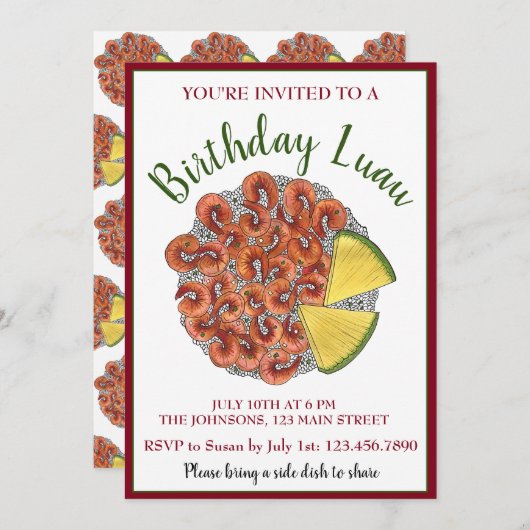 ニンニクエビハワイアンアイランドフードルアウ（ハワイ式宴会） 招待状 (正面/裏面)